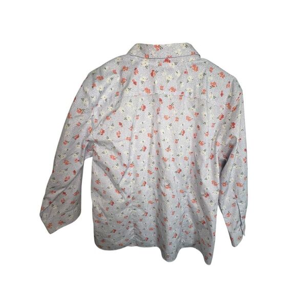 L.L. Bean Floral and Polkadot Pattern Button Up Half Sleeve Top - Picture 5 of 6